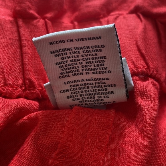 AVA & VIV Red Paper Bag High Waisted Tie Knot Linen Blend Shorts Size 1x - Picture 10 of 10